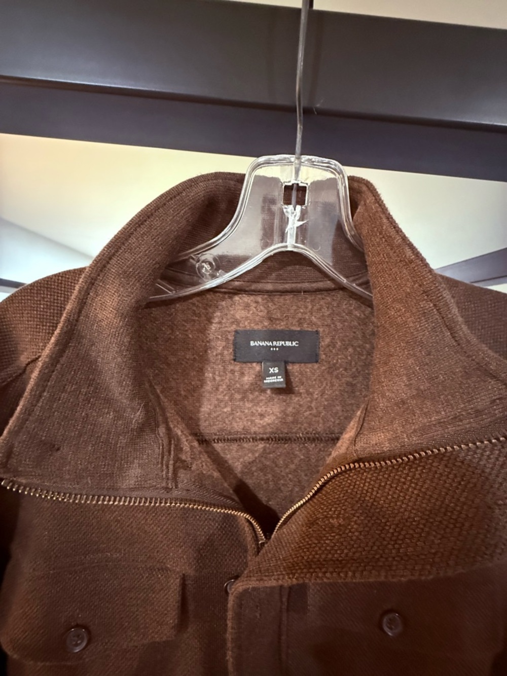 Banana Republic XS Chocolate Brown Zip-Up Knit Jacket - EXCELLENT